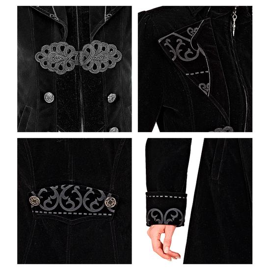 Abrigo gótico para mujer de terciopelo, frac steampunk, para carnaval, Halloween, cosplay