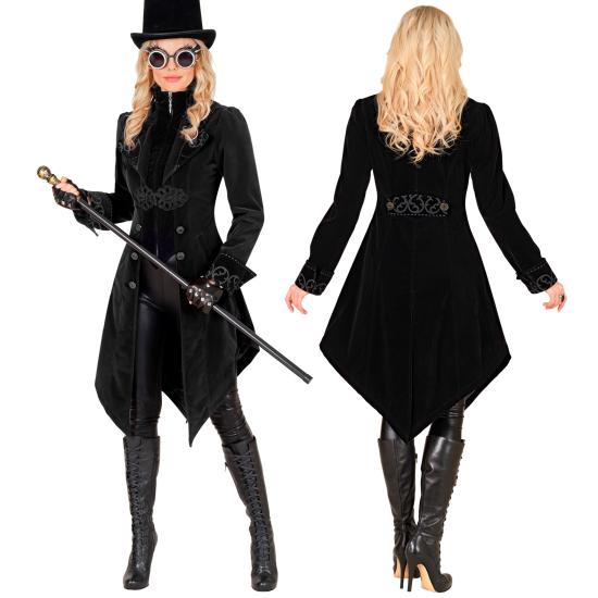 Abrigo gótico para mujer de terciopelo, frac steampunk, para carnaval, Halloween, cosplay