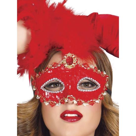 Antifaz color rojo con pluma