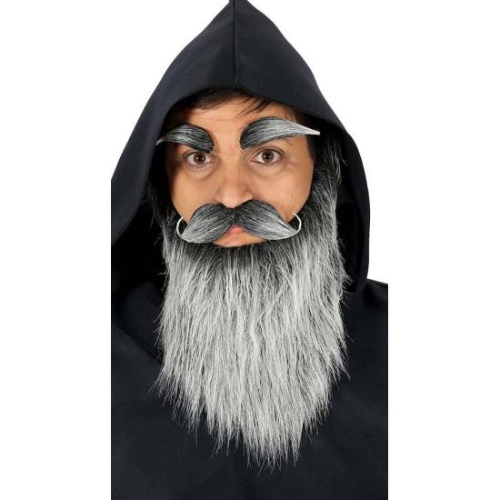 Barba de color  Gris con Bigote y Cejas