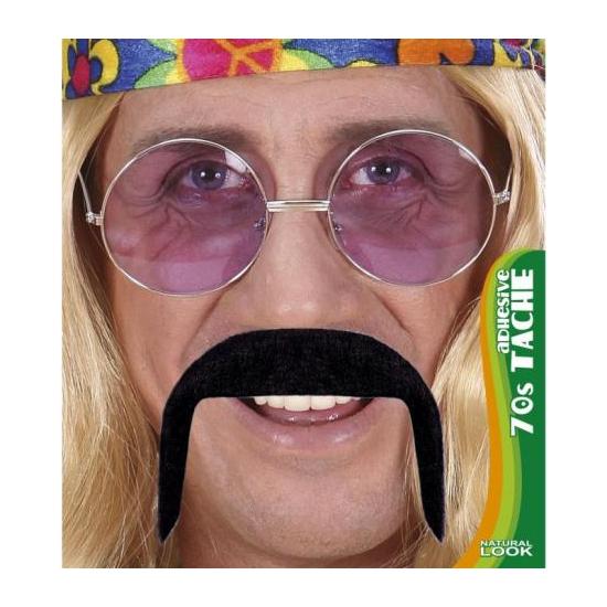 Bigote Negro años 70 con adhesivo.