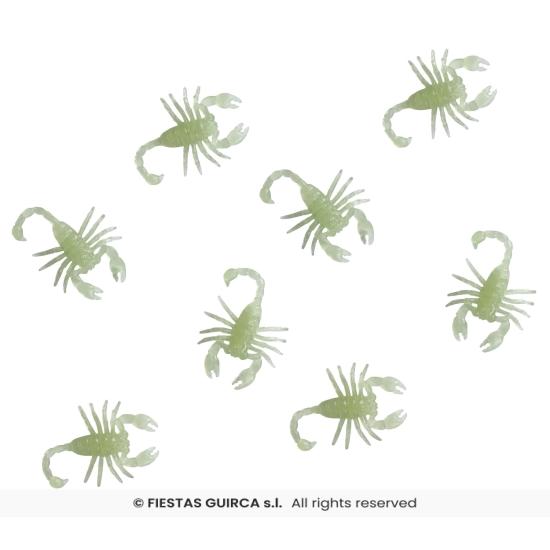 Bolsa 8 escorpiones glow in the dark, 5 cms.