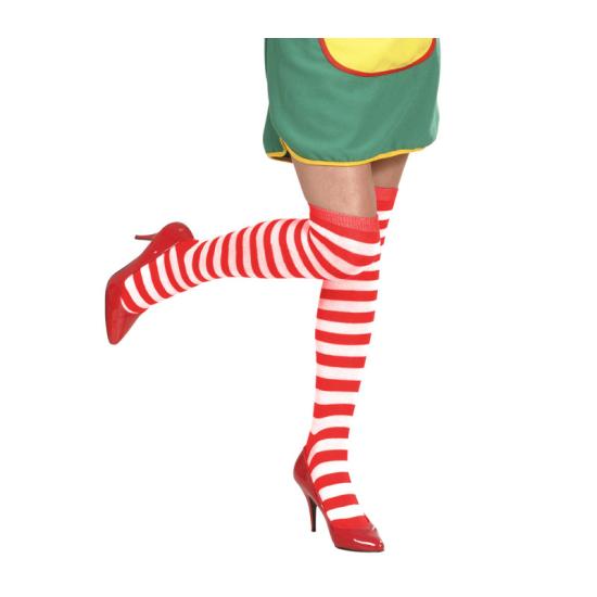 Calcetines altos de rayas blancas y rojas 64 cm