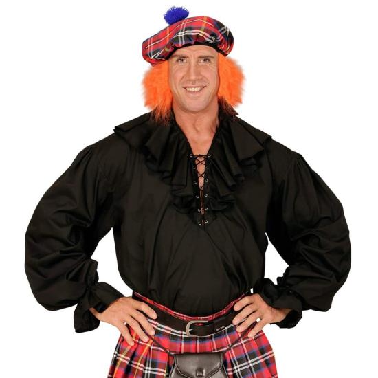 Camisa Pirata/Renacentista Hombre color Negra .