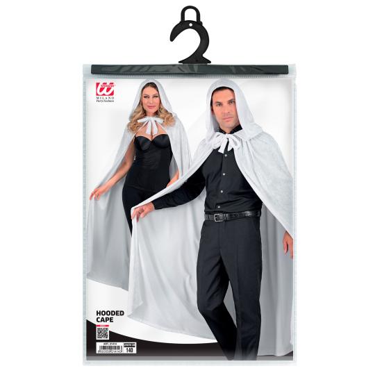 Capa con capucha de terciopelo blanco – 140 cm