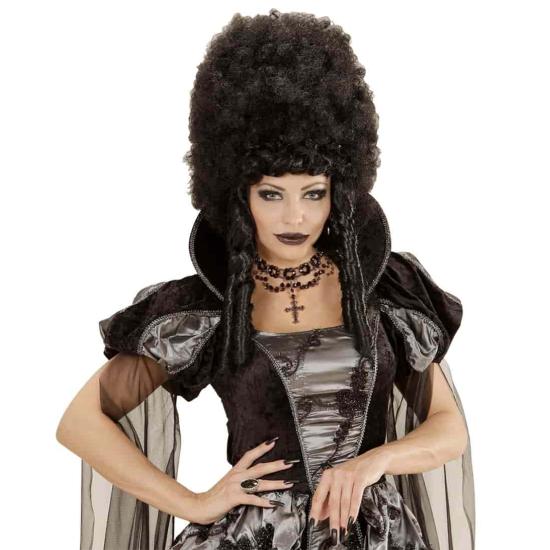 Collar Gótico con Cruz Colgante Perlas .