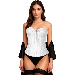 Corset Blanco de Mujer – Top de Disfraz para Princesas, Marquesas y Fiestas de Carnaval