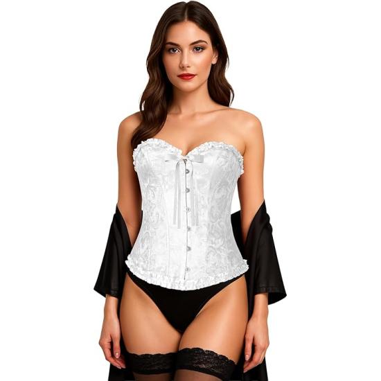 Corset Blanco de Mujer – Top de Disfraz para Princesas, Marquesas y Fiestas de Carnaval