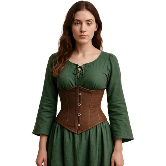 Corset Marrón para Mujer – Top de Disfraz Elegante de Princesas y Marquesas