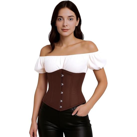 Corset Marrón para Mujer – Top de Disfraz Elegante de Princesas y Marquesas