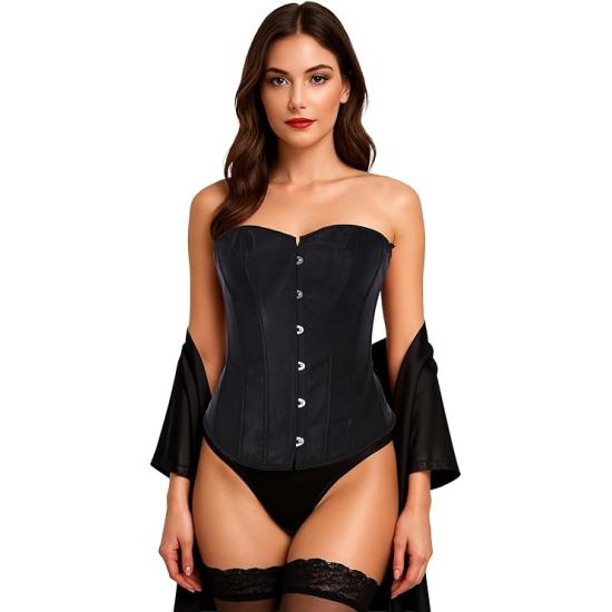 Corset Negro de Mujer – Accesorio de Disfraz para Carnaval, Princesas y Fiestas Elegantes