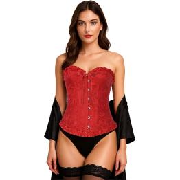 Corset Rojo con Encaje para Mujer – Accesorio de Disfraz para Carnaval, Princesas y Fiestas Elegantes
