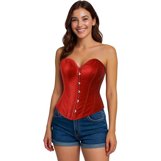 Corset Rojo de Mujer – Accesorio de Disfraz para Carnaval, Princesas y Fiestas Elegantes