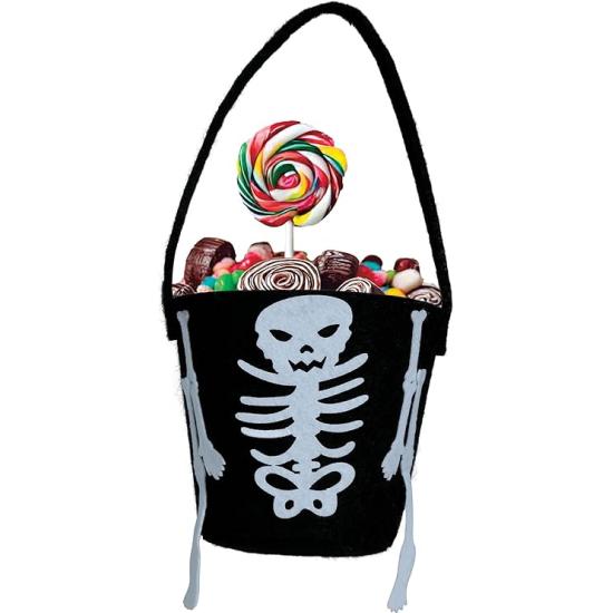 Cubo de Fieltro para Truco o Trato y Decoración de Halloween (Varias Medidas) - Ideal para Fiestas de Disfraces y Celebraciones