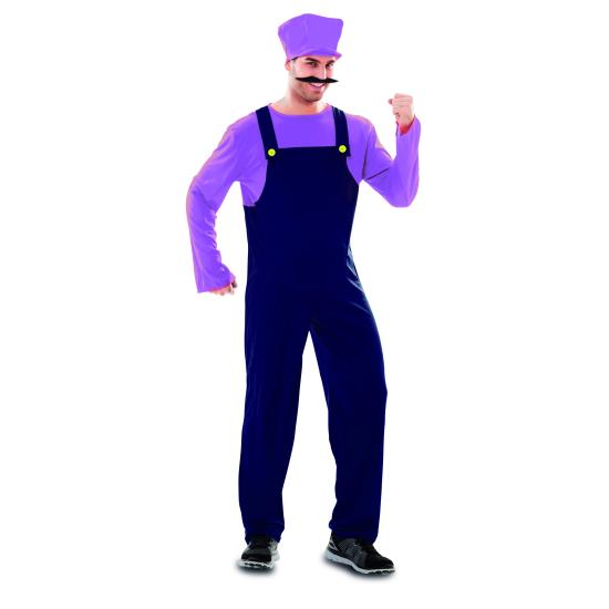 Disfraz  Fontanero Mario Bros Waluigi adulto
