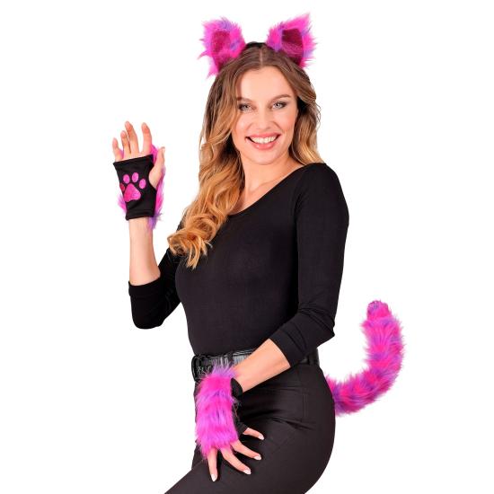 Disfraz Accesorios Gato Cheshire Neon – Orejas, Cola y Guantes