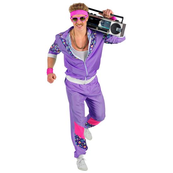 Disfraz Chándal de Táctel Morado Años 80 para Adulto