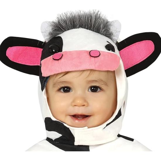 Disfraz de Bebé Vaca - Mono Blanco y Negro con Capucha para Bebé **