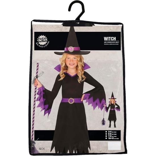 Disfraz de Bruja Violeta para Niña con Sombrero
