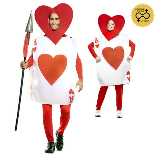 Disfraz de Carta As de Corazones Alicia para adultos