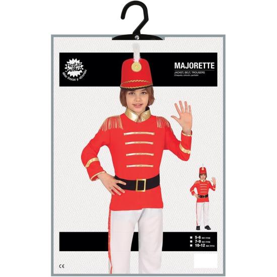 Disfraz de Majorette para Niño Rojo, Blanco y Dorado
