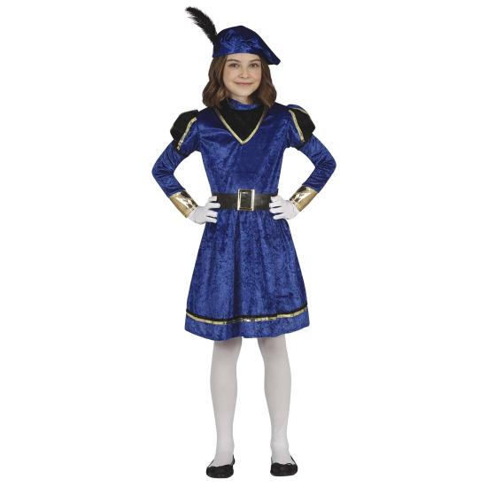 Disfraz de Paje Navidad azul para niña