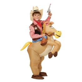 Disfraz infantil de Vaquero con Caballo Hinchable Talla única