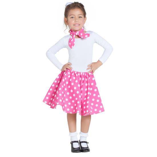 Falda Años 50  Rosa con Pañuelo talla Infantil