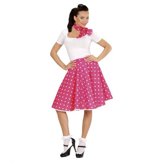 Falda Lunares Rosa de los años 50 con Pañuelo grease talla única