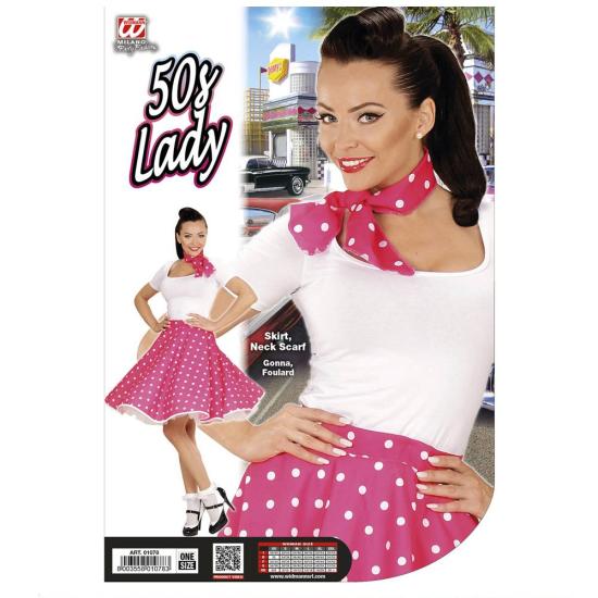 Falda Lunares Rosa de los años 50 con Pañuelo grease talla única