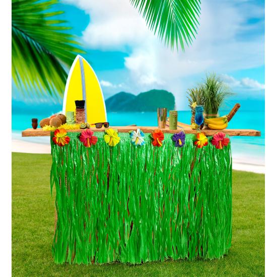 Falda Tropical de Mesa con Flores de Hibisco 275x70 cm