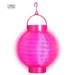 Farolillo de Tela Rosa con Luces Led Blancas 15cms