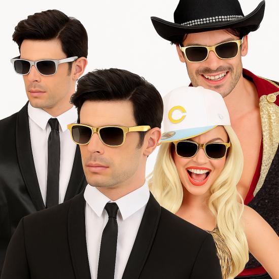 Gafas de Disfraz Plateadas y Doradas Fiesta