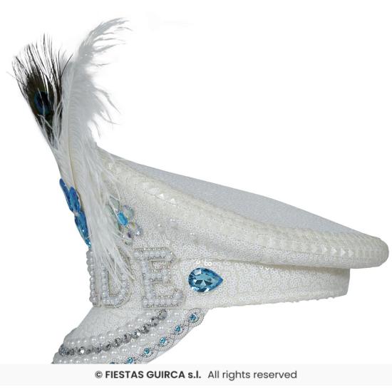 Gorra Bride con Plumas y Pedrería (Talla Única) - Accesorio de Disfraz para Fiestas