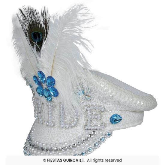 Gorra Bride con Plumas y Pedrería (Talla Única) - Accesorio de Disfraz para Fiestas