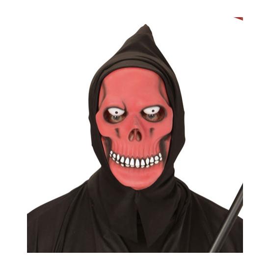 Mascara roja con capucha brilla  oscuridad