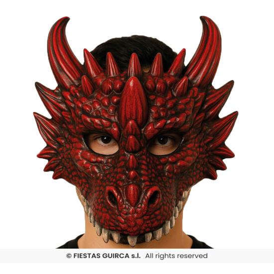 Media Máscara de Dragón Roja