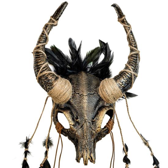 Máscara Calavera de Toro Chamán con Plumas