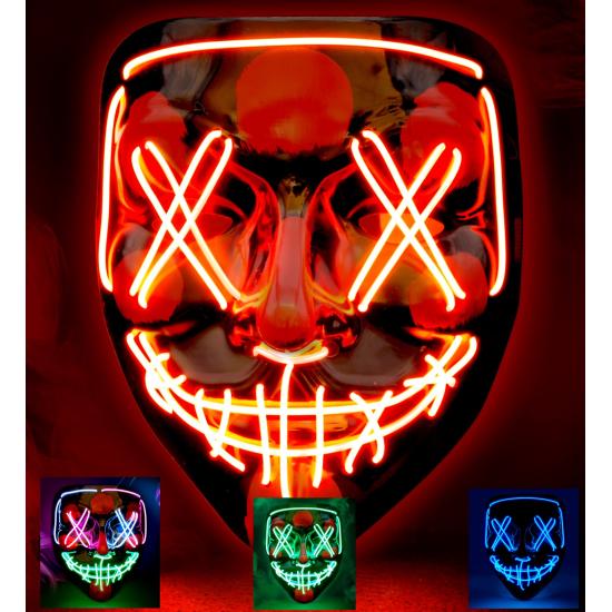 Máscara LED aterradora, cara brillante, psicópata, demonio, Halloween