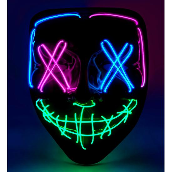 Máscara LED aterradora, cara brillante, psicópata, demonio, Halloween