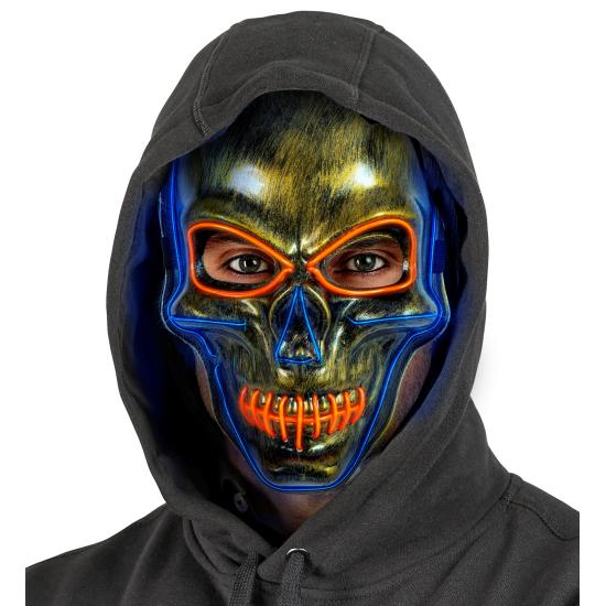 Máscara LED calavera, cara brillante, calavera, esqueleto, demonio, Halloween
