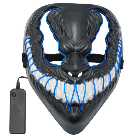 Máscara LED monstruo, cara brillante, mueca de miedo, demonio, Halloween