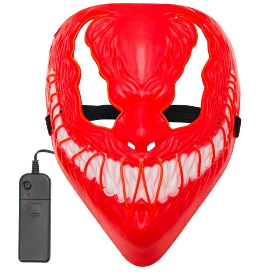 Máscara LED monstruo, cara brillante, mueca de miedo, demonio, Halloween