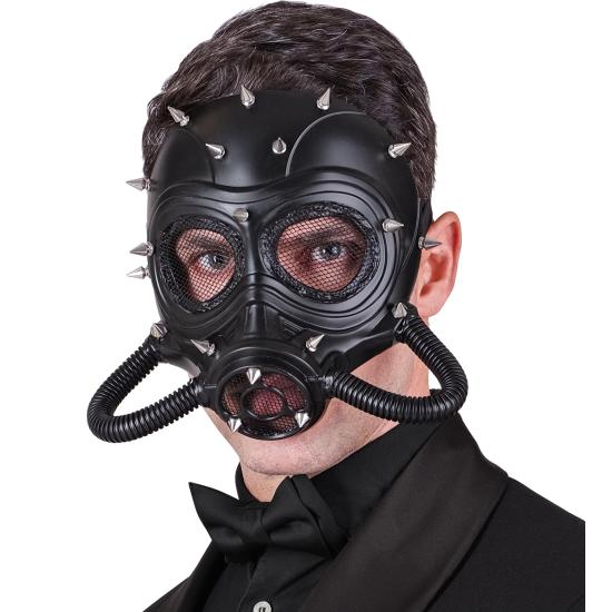 Máscara Steampunk Negra con Pinchos – Disfraz Gótico, Fetish o Postapocalíptico