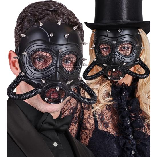 Máscara Steampunk Negra con Pinchos – Disfraz Gótico, Fetish o Postapocalíptico