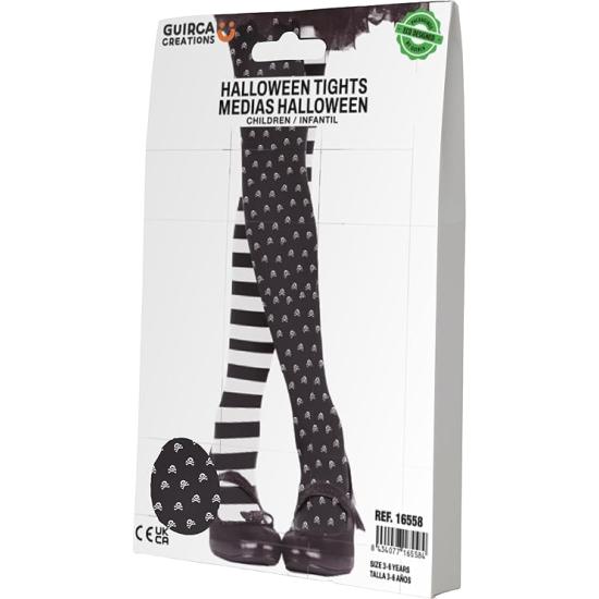Pantys Gothic Girl Infantil - Medias y Calcetines para Disfraces de Payasos y Góticos en Halloween, Carnaval y Fiestas de Disfraces - Ideal para Niñas