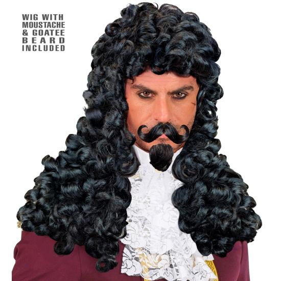Peluca capitán Garfio con perilla y bigote