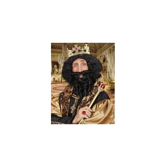 Peluca con barba y tirabuzones negra