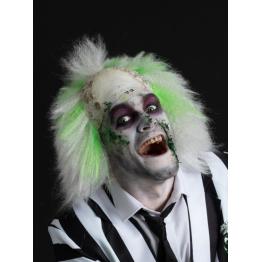 Peluca de Beetlejuice, con cabeza calva de látex