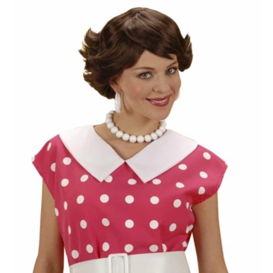 Peluca Años 50 Mujer Castaña Corta